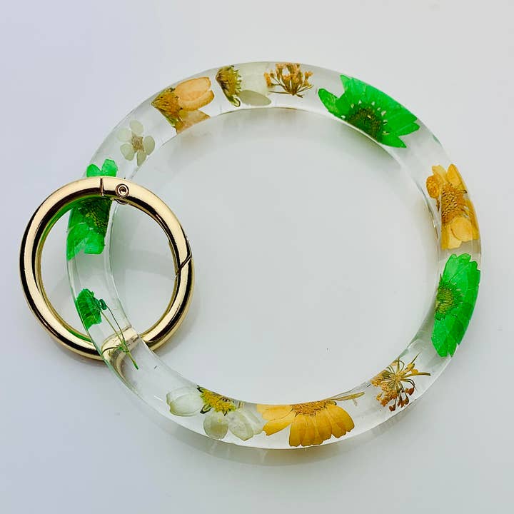 Orange, grön och vit Flora Nyckelring Armband Endast för wholesale av Shop Drip Express