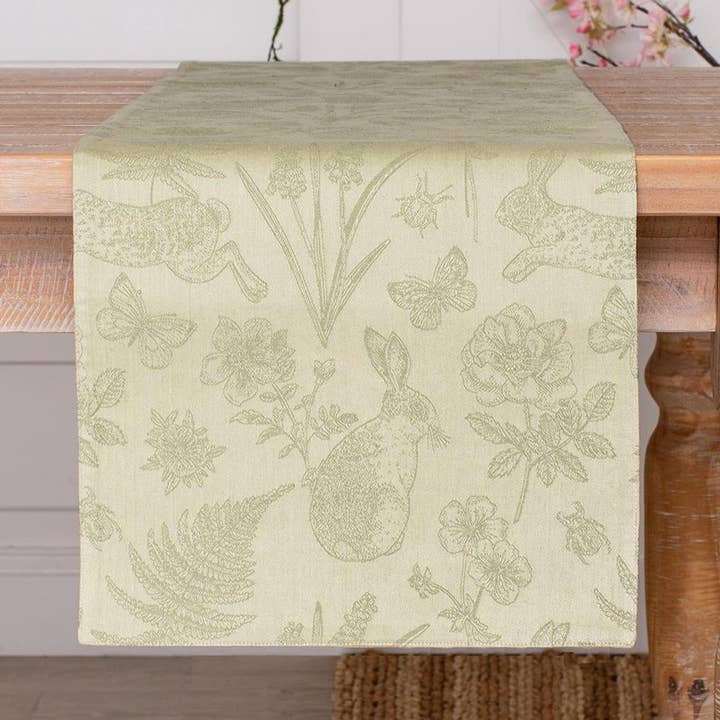 Table Runner - Rabbit And Fern Jacquard (Pk/02) for wholesale by Audrey's Home & Gift