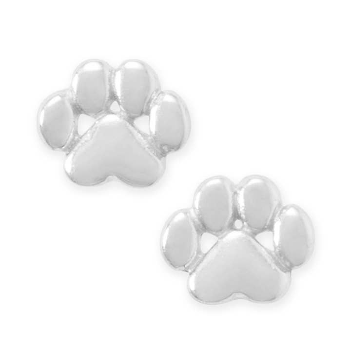 Polished Petite Paw Print Stud Earrings for wholesale by Silver Stars Collection