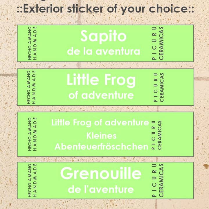 Picuru ceramicas - Venta al por mayor Moneda/objeto de coleccionista - Amuleto Sapito de las aventuras (5 idiomas)3