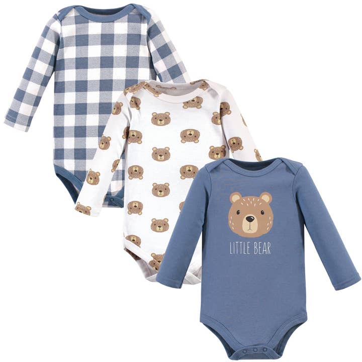 Hudson Baby Cotton Long-Sleeve Bodysuits, Little Bear 3-Pack for wholesale by BabyVision