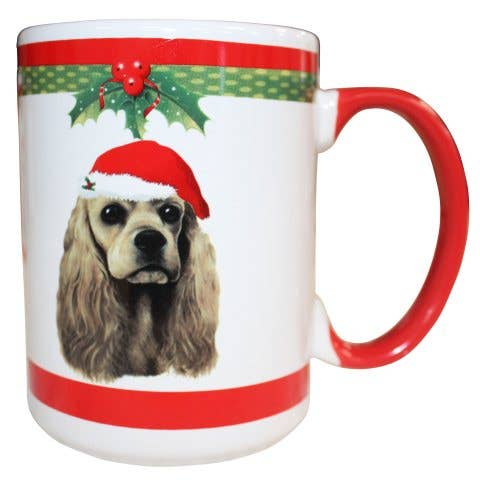 Cocker Spaniel, buff XXX Closeout Christmas Mug for wholesale by E&S Pets