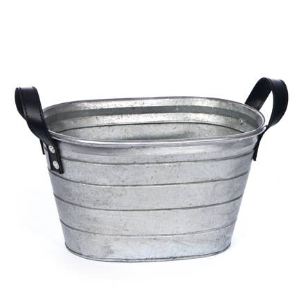 Tin Oval Tub Planter w/ Handles Floral Arrangement Displays for wholesale by Willow Group