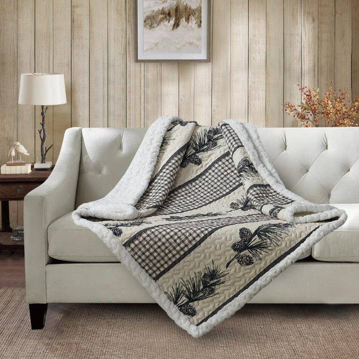 Duke Imports - Wholesale Throw Blanket - "Cascade Falls" Quilted Sherpa Throw 50"x60"1