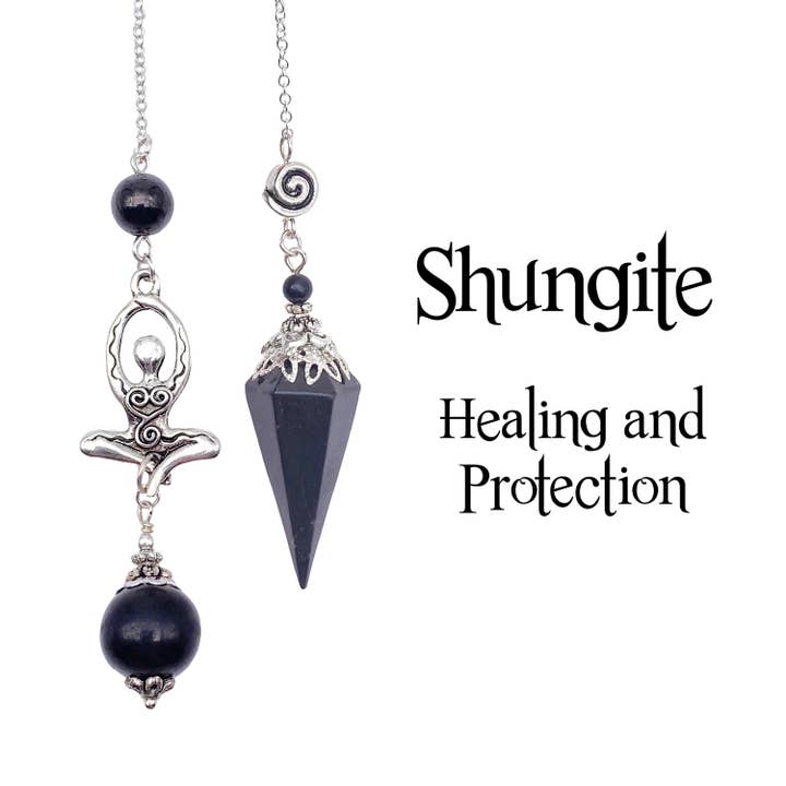 Glorious Healing Crystals - Wholesale Meditation Supplies - Shungite Goddess Pendulum, Miracle Stone Dowsing Pendulum, C