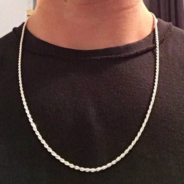 Real Solid Silver Chain Rope Chain 24in 2mm Sterling Silver 925 Italy for wholesale by Toppointbling