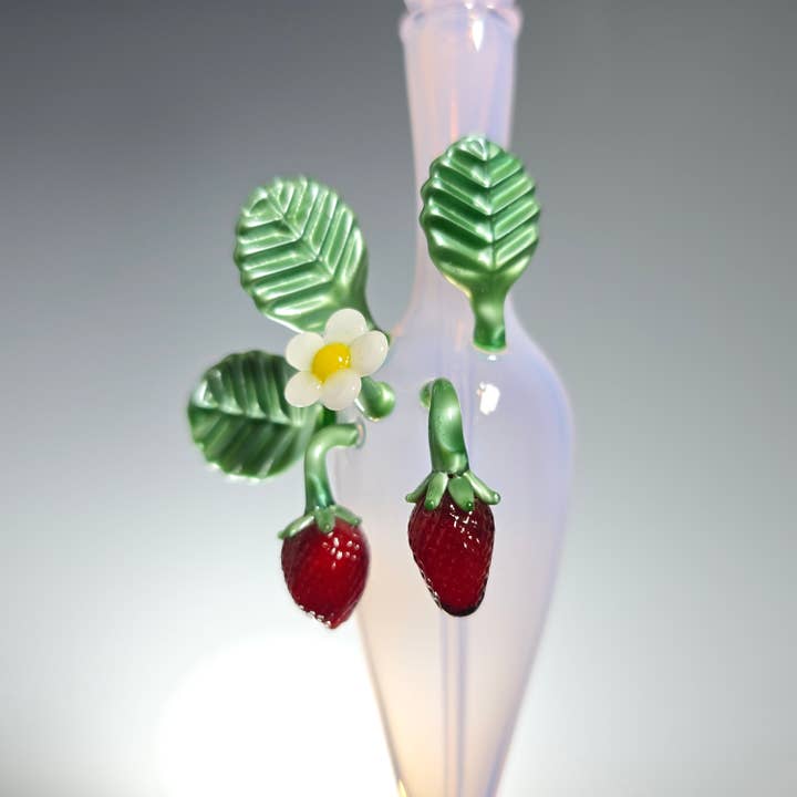 Strawberry Essential Oil Bottle - Pink Hand Blown Glass Perfume Bottle for wholesale by Sunshine Glass Gifts