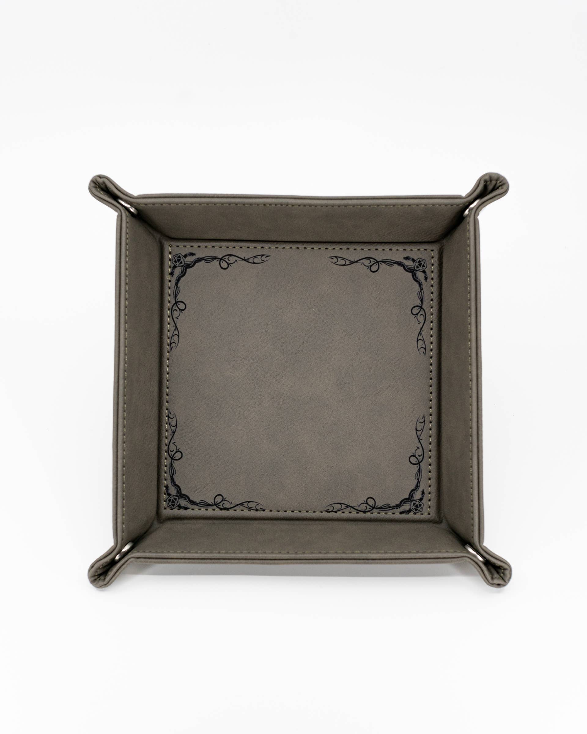 Emberglow Gaming - Vendita all'ingrosso Dadi - Dragon Border - D&D - Vassoio per dadi in pelle vegana1