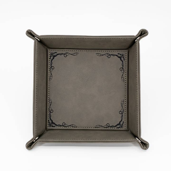 Emberglow Gaming - Vendita all'ingrosso Dadi - Dragon Border - D&D - Vassoio per dadi in pelle vegana1