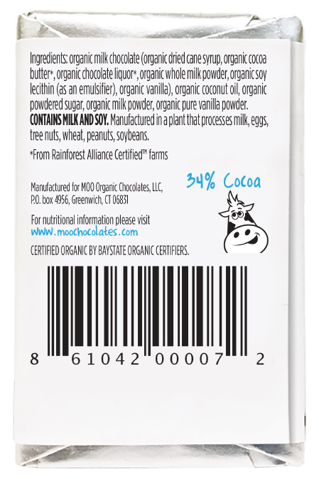 MOO Organic Chocolates - Wholesale Chocolate Bar - Organic Creamy Milk & Milk Chocolate Mini Bars, 0.7 oz2