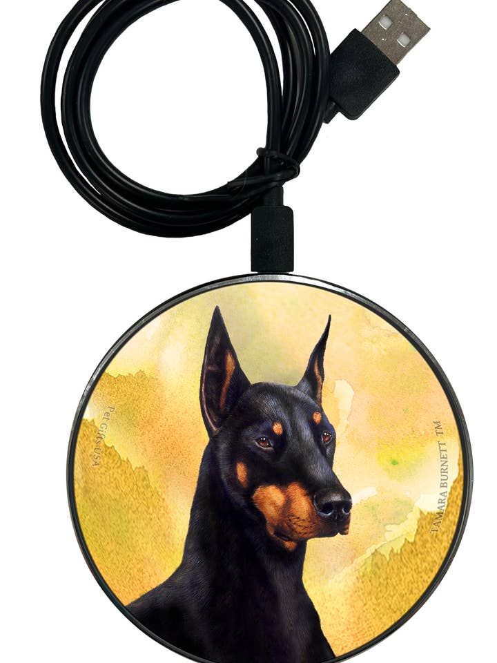 Dobermann Schwarz Kupiert - Zoomies Handy-Ladegerät für den Großhandel von Pet Gifts USA, LLC