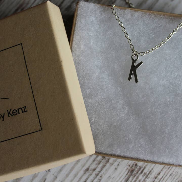 Style by Kenz - Wholesale Pendant/Charm Necklace - Silver Initial Necklace, Silver Letter Necklace1