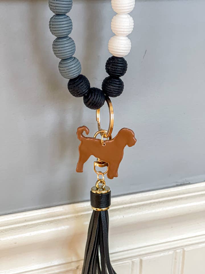 DAINTY DOOD KEYCHAIN - Grey w/ tassel for wholesale by DOOD MOOD CO.