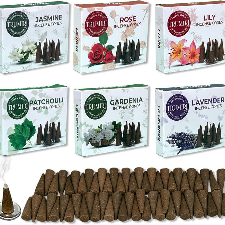 Floral Incense Cones Variety Pack - 60 Incense Cones for wholesale by TRUMIRI