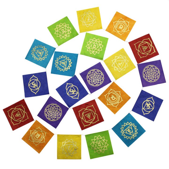 Tribal Trade GmbH - Wholesale Prayer Flag - Prayer flag seven chakras colorful 10.5x10.5cm