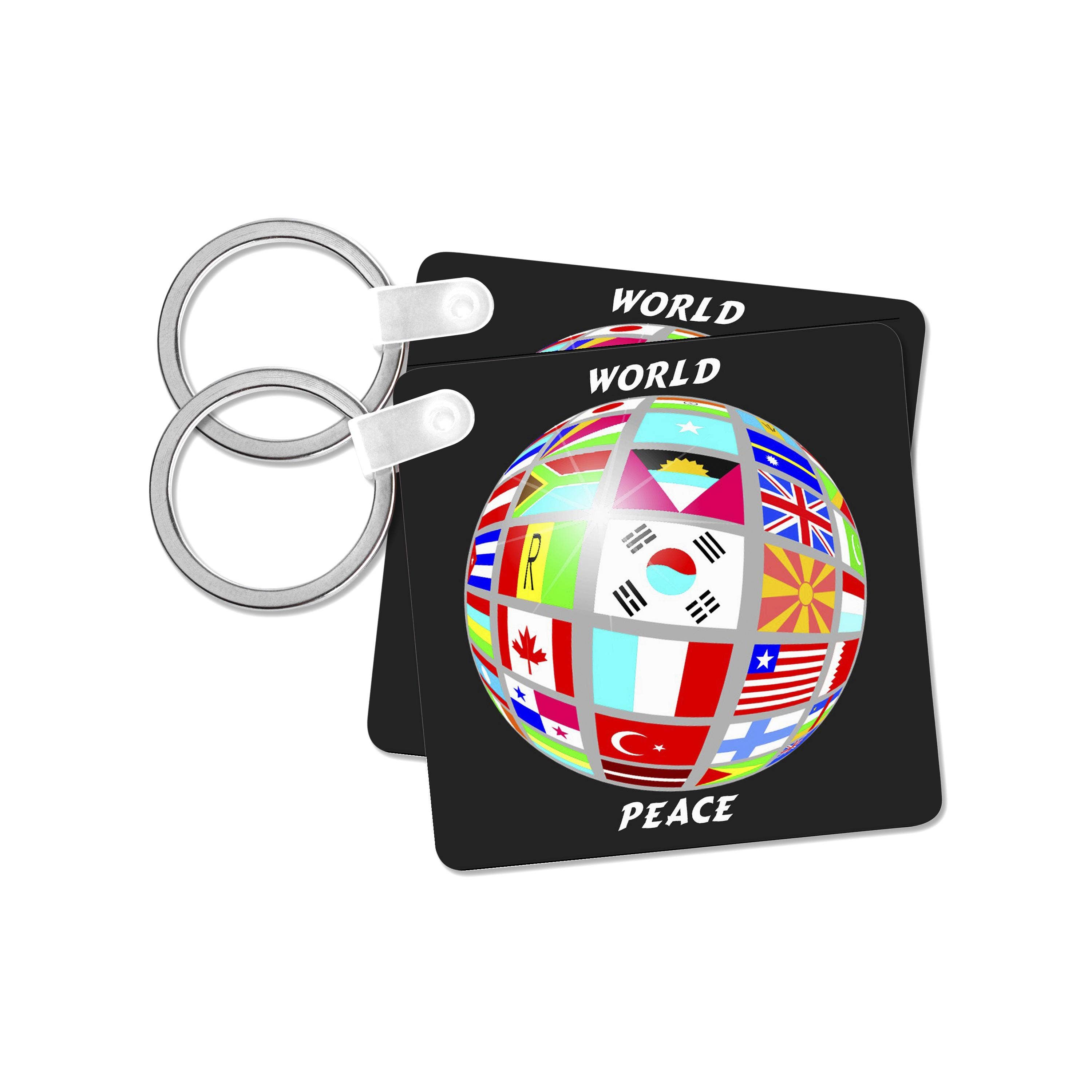 3dRose – wholesale Keychain – Unisex – 3dRose, World Peace Globe With All Countrys Flags, Key Chain0