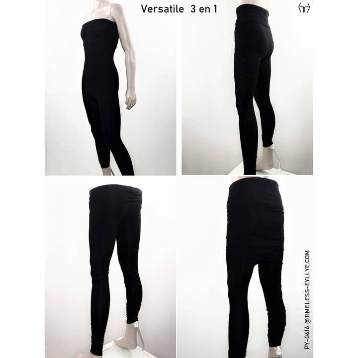 Tuta nera 3 in 1 in jersey di viscosa o jersey spalmato per la vendita all'ingrosso da parte di TIMELESS by EYLLYE