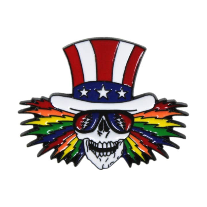 Square Deal Recordings & Supplies - Wholesale Lapel Pin/Button - Enamel Pin - Grateful Dead - Uncle Sam Skull w/ Rainbow Hair