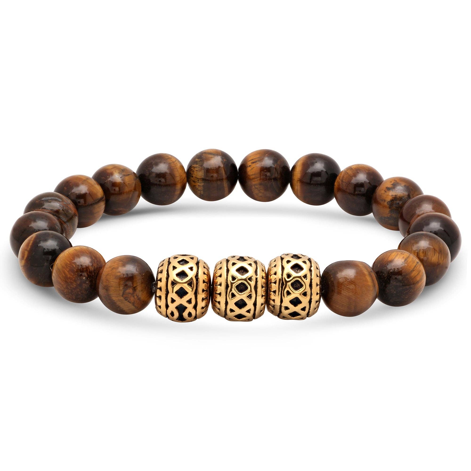 Steeltime NYC - Vente Bracelet de perles - Bracelet en perles œil de tigre de style marocain Steeltime pour homme0