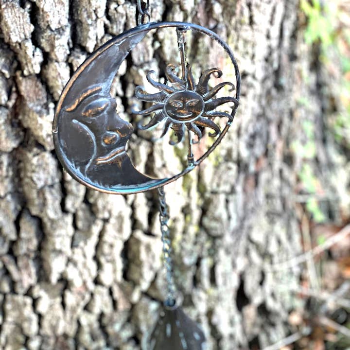 Zeckos - Wholesale Outdoor Ornament/Decor - 80-Inch Metal Rain Chain with Celestial Crescent Moon & Sun9