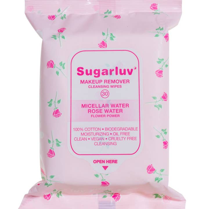 Sugarluv - Wholesale Gezichts- en lichaamsdoekjes - Make-up Remover Reinigingsdoekjes Micellar Water Rose 30 Count0