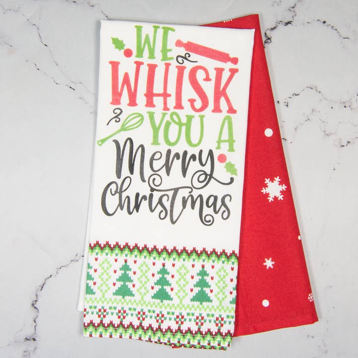 Set di due asciugamani - Frusta un felice Natale per la vendita all'ingrosso da parte di Dunroven House