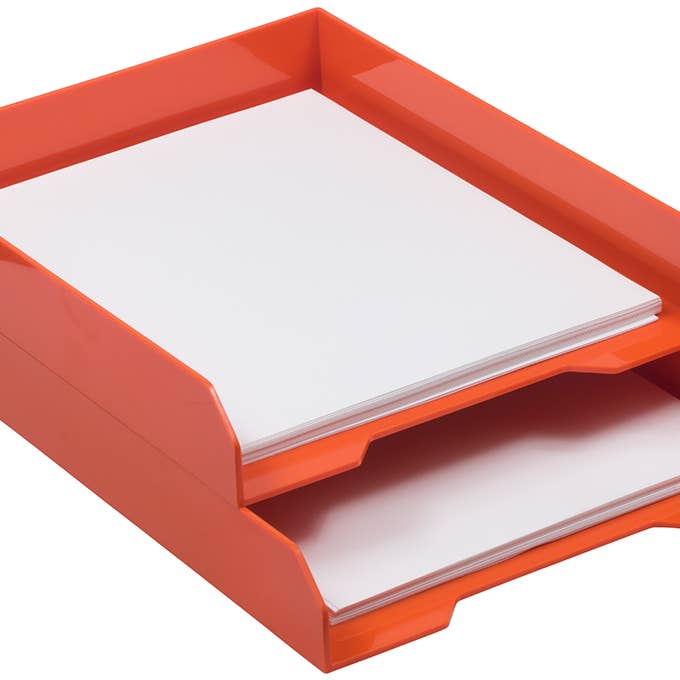 JAM PAPER - Vente Plateaux de bureau - Plateaux à papier empilables, orange, plateau à documents de bureau, 1/paquet2