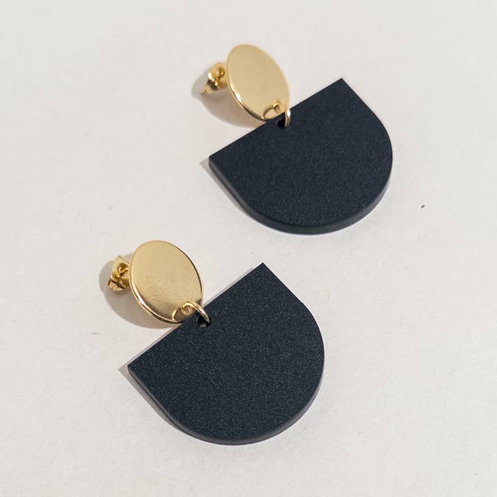 MAYA Dangle Earrings - Gold and Black for wholesale by Mingled