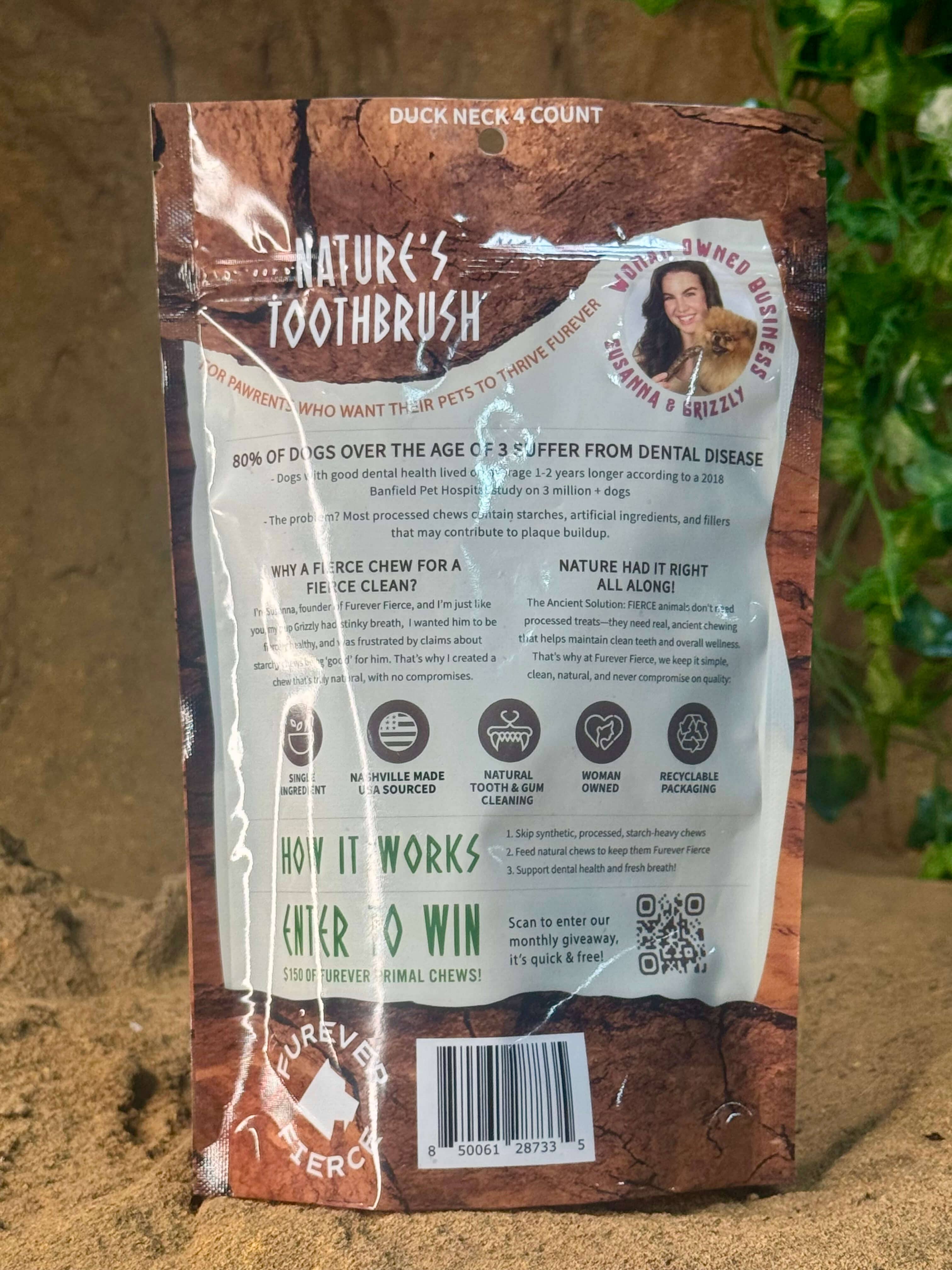 Furever Fierce (formerly Furever Primal) - Wholesale Pet Treats - Dog - Duck Neck Bag of 4 Dog Chew - Natural Single Ingredient1