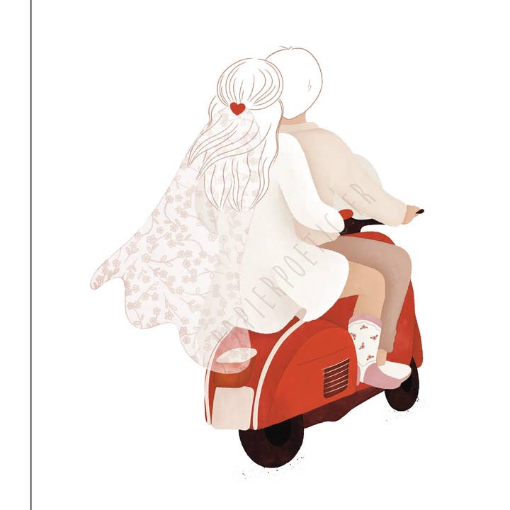 Vykort / Kort "Brudparets scooter" för wholesale av Papier Poetic