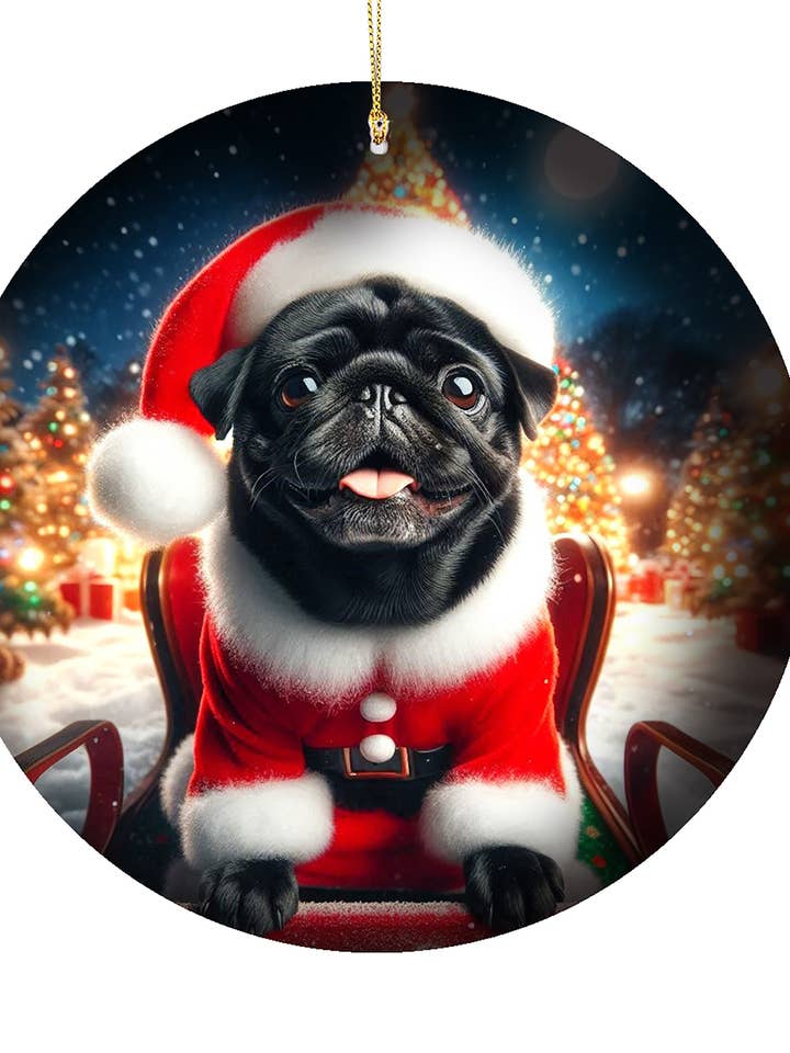 Ornement en porcelaine - Carlin noir de Noël pour la vente par Best of Breed Products