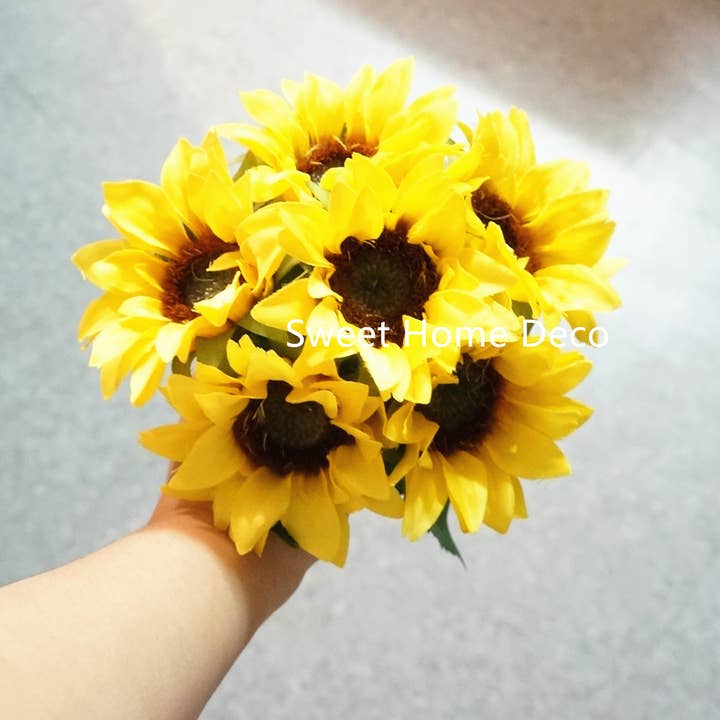 Sweet Home Deco - Wholesale Artificial Flowers - Silk Sunflower Bouquet, Fall Decorative Flowers, Yellow5