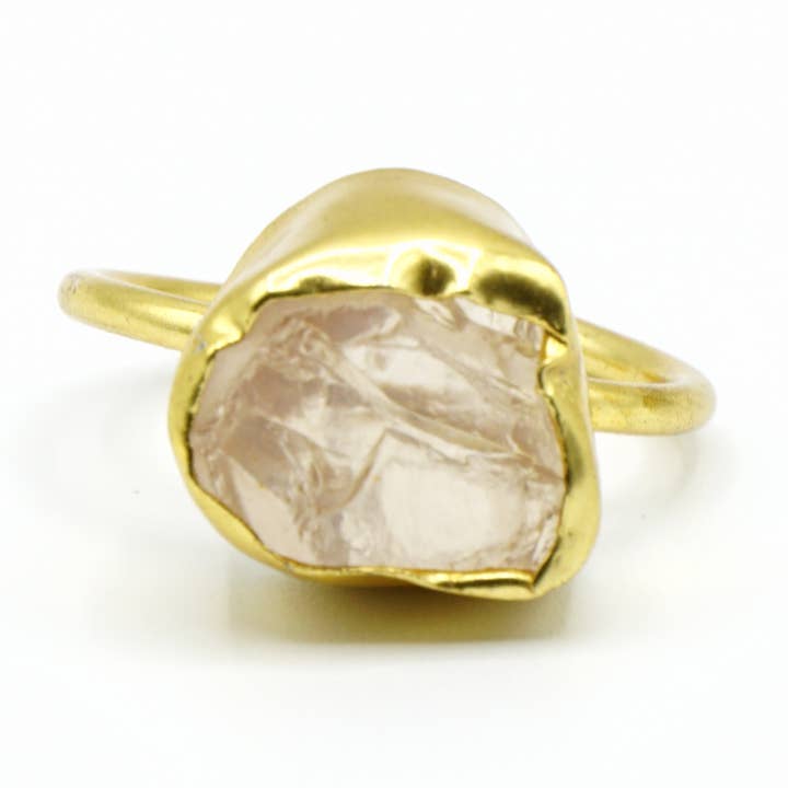 Anéis femininos, ouro quartzo rosa, ajustáveis. Primavera por atacado de Ele Velandia