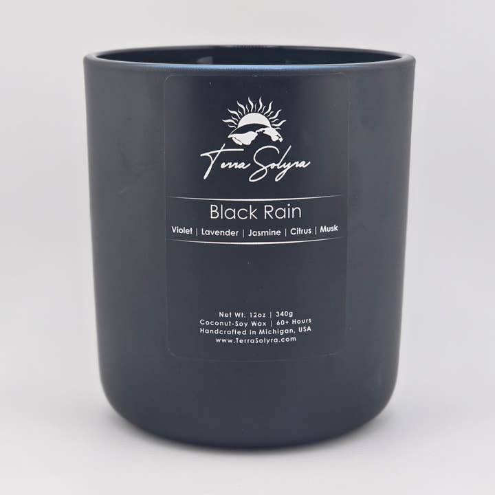 Black Rain Candle for wholesale by Terra Solyra LLC