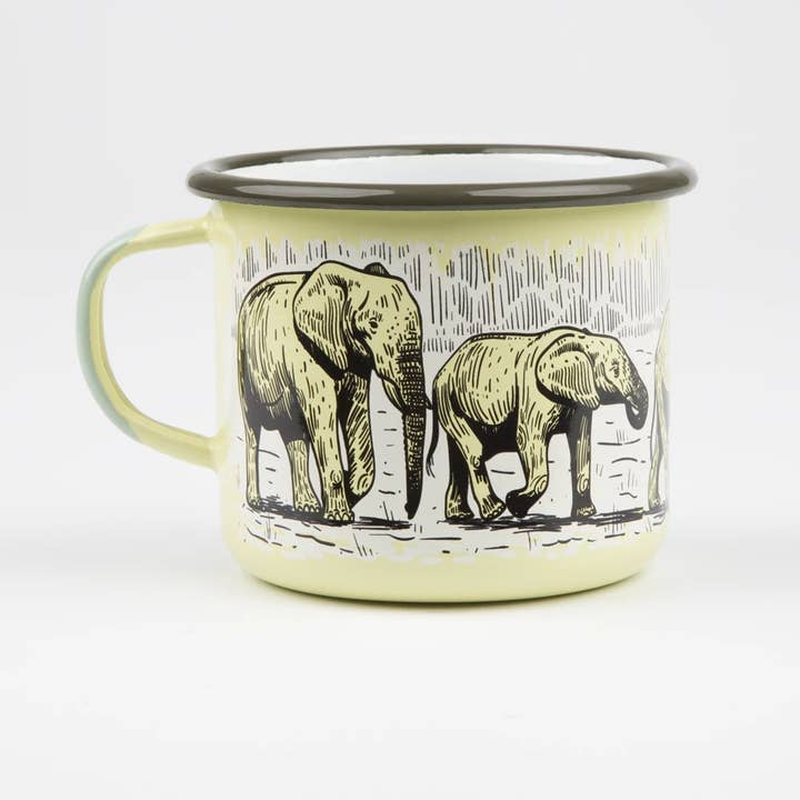 17 oz Mug à café éléphant africain THE BIG 5 OF AFRICA pour la vente par Emalco Enamelware