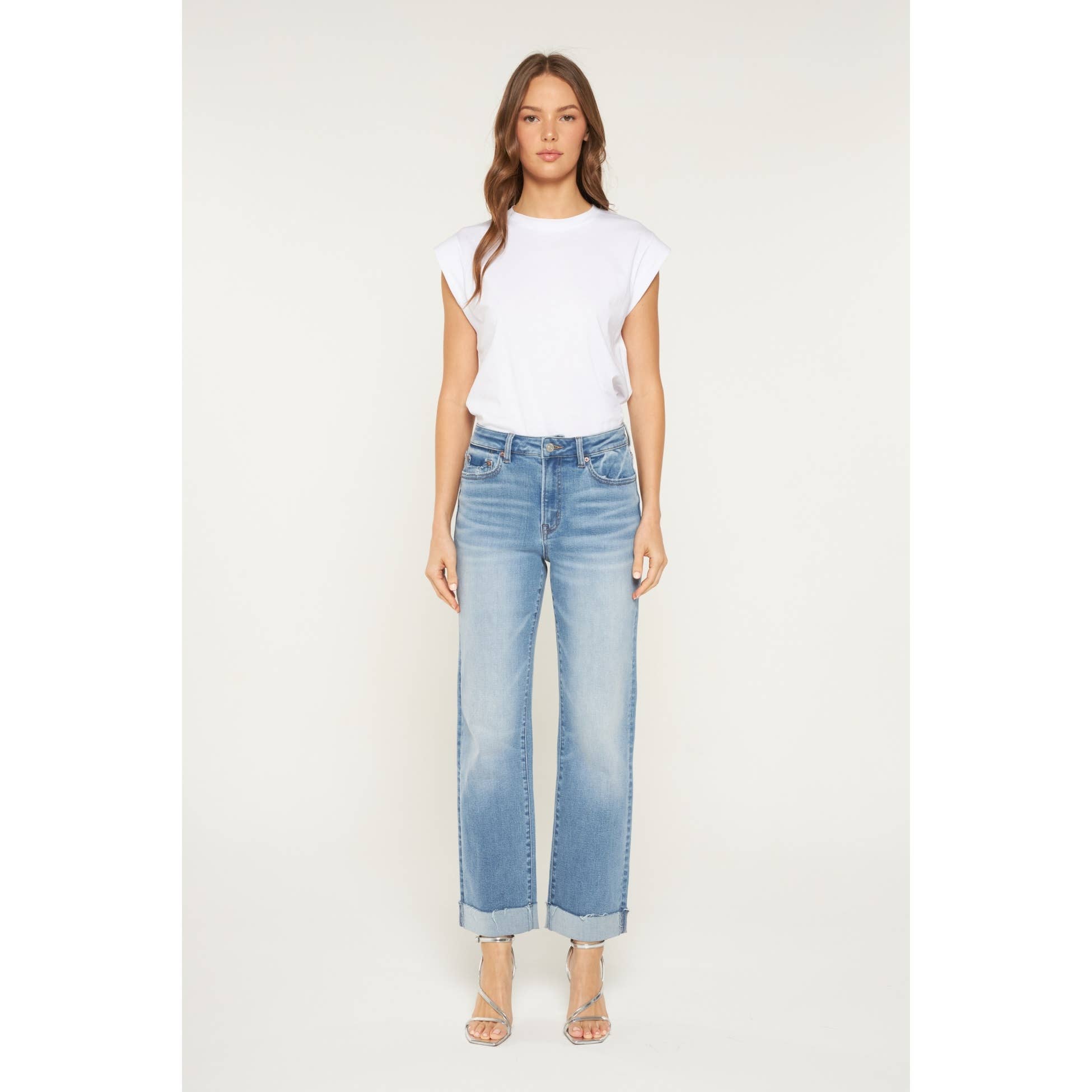 QUEEN BLUE HIGH RISE STRAIGHT LEG WITH CUFFED HEM for wholesale on Faire1