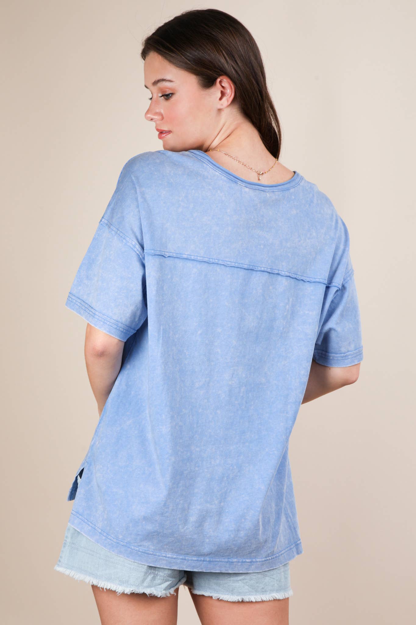 VERY J – Top de malha - Mulher por atacado – NT11966-Top de Malha com Decote em V Lavado a Mineral16