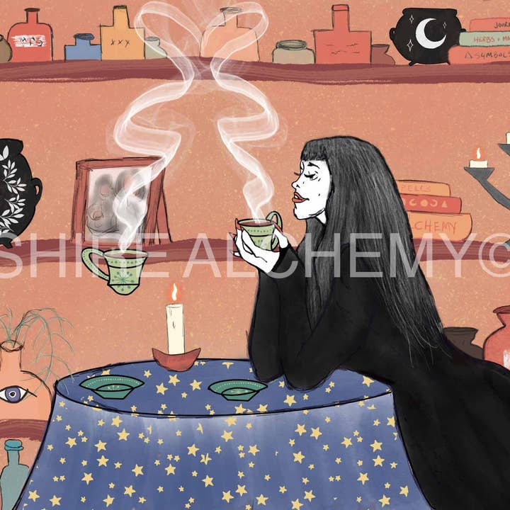 Stampa artistica Coffee with Ancestors per la vendita all'ingrosso da parte di Shire Alchemy