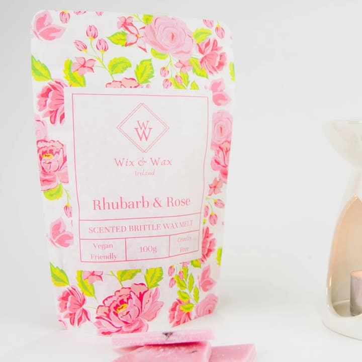 Rhubarb & Rose Brittle Wax Melt for wholesale by Wix & Wax