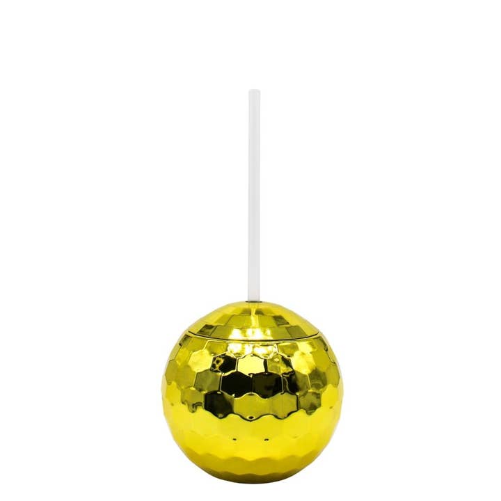 Plush Appeal LLC - Wholesale Drinking Glass/Cup - 20oz Gold Disco Ball Glass with Lid and Straw (Each)