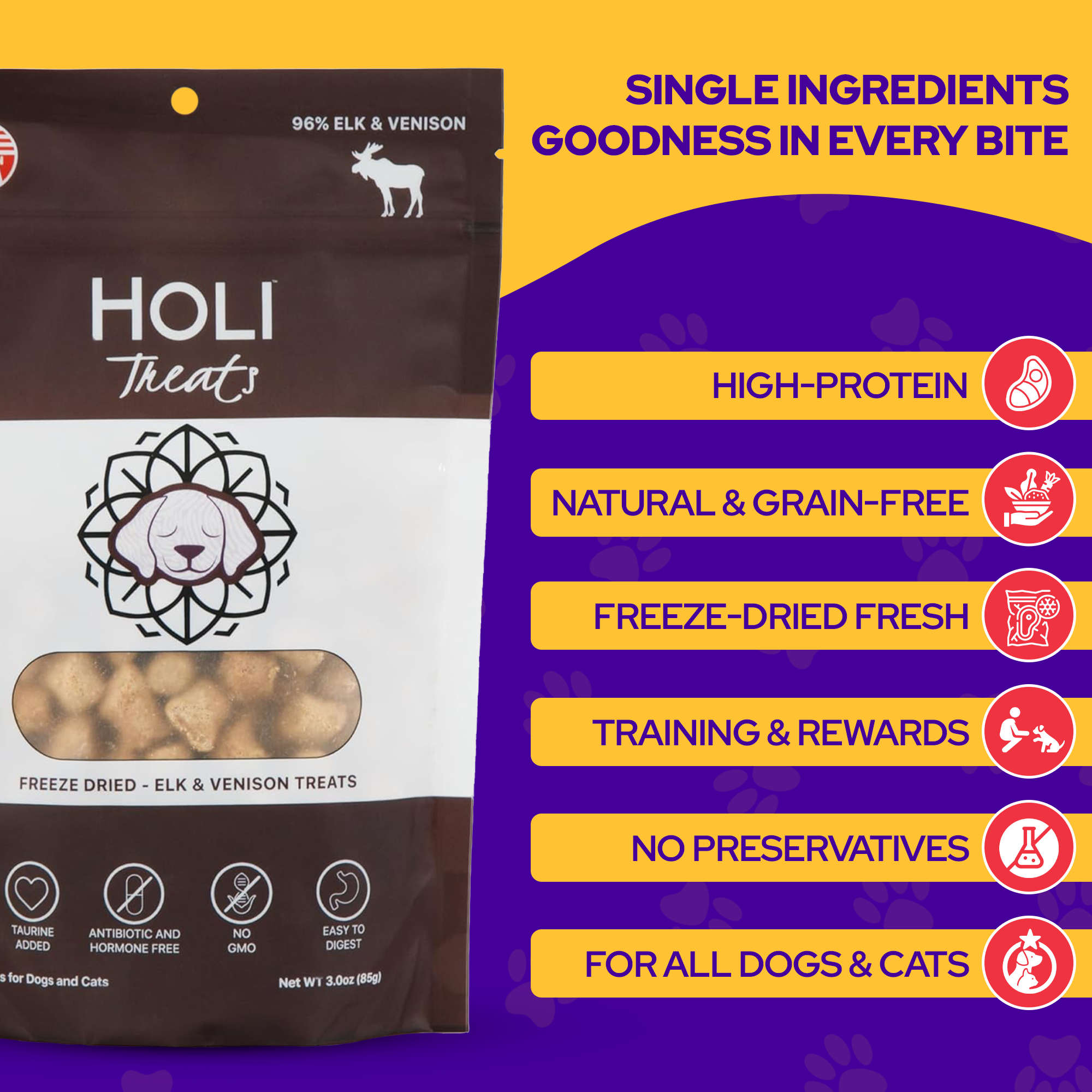 HOLI - Wholesale Pet Treats - Dog - Free Range Elk & Venison Freeze Dried Dog Treats1