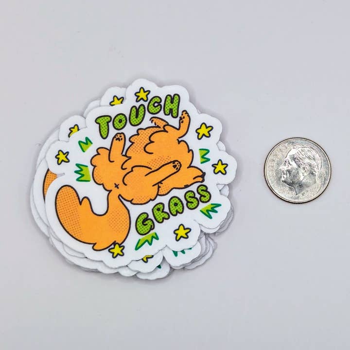 lauradzeng - Venta al por mayor Pegatinas para móviles y portátiles - Adhesivo impermeable de vinilo Touch Grass Dog Gen Z Slang