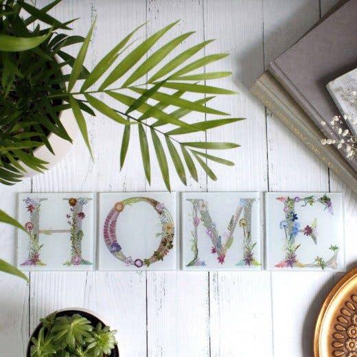 Gillian Arnold - Wholesale Coasters - Personalised Glass Coasters With Floral Lettering0