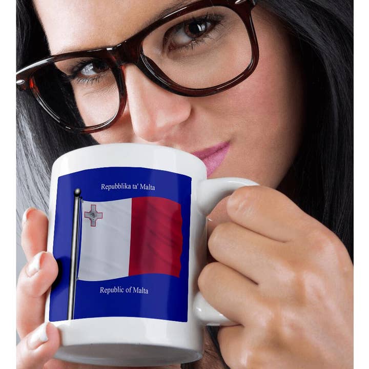 3dRose - Wholesale Coffee Mug - 3dRose, The flag of Malta on a blue background with Republic of Malta in English and Maltese, Mug9