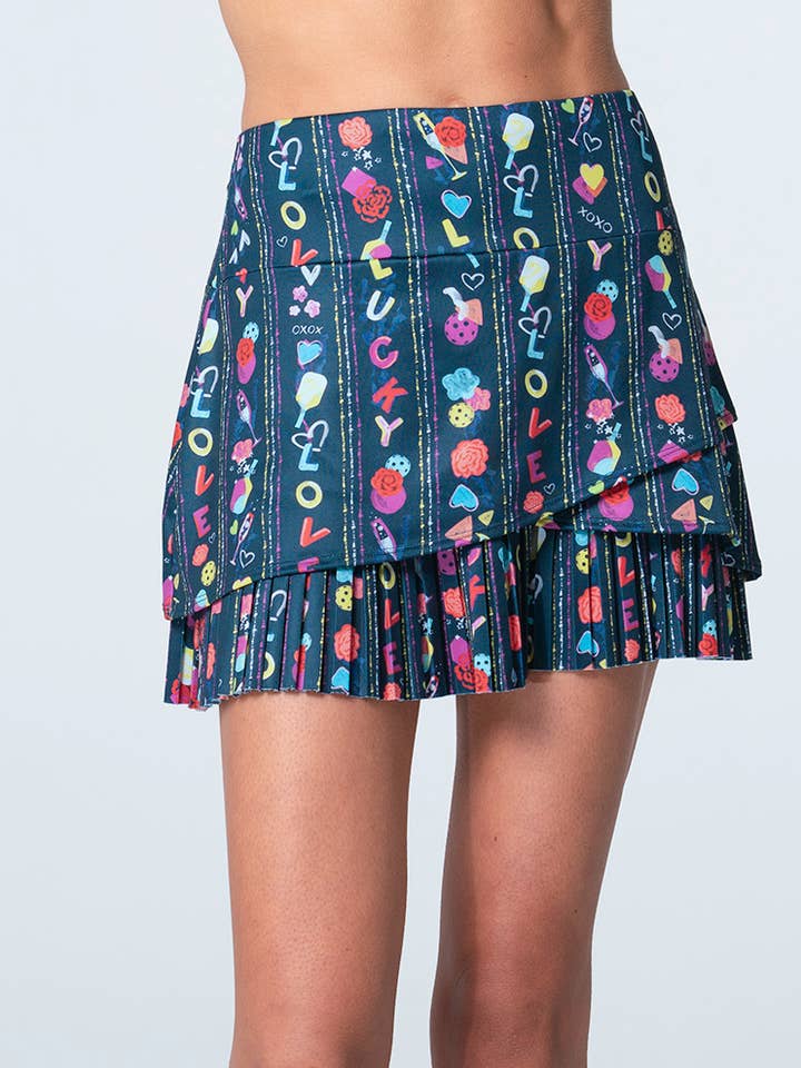Jupe de pickleball pour femmes P.S. I Love You - MINUIT pour la vente par Lucky In Love