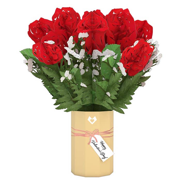 Lovepop Cards - Wholesale Valentine's Day Card - Valentine's Day Flower 12”H x 8.5”W Bouquet, Flower Vase