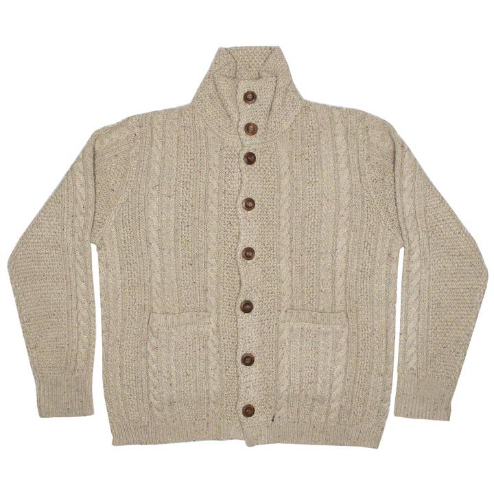 DIBI - Wholesale Cardigan - Men's - Oatmeal Donegal Cardigan Sweater2