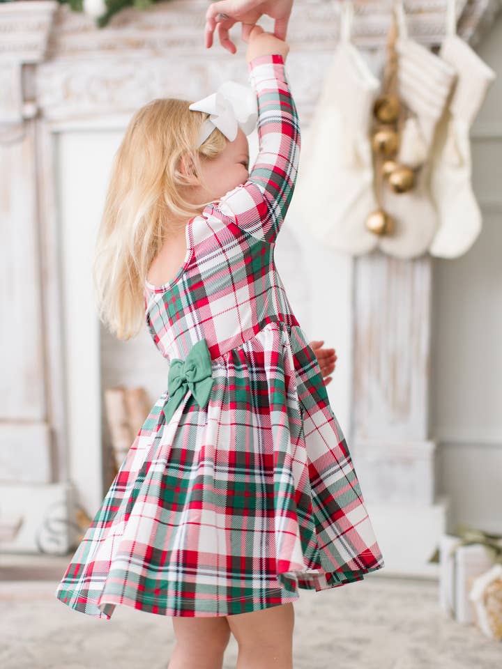 Girls Dashing Dreams Plaid Knit Long Sleeve Twirl Dress
for wholesale by RuffleButts + RuggedButts