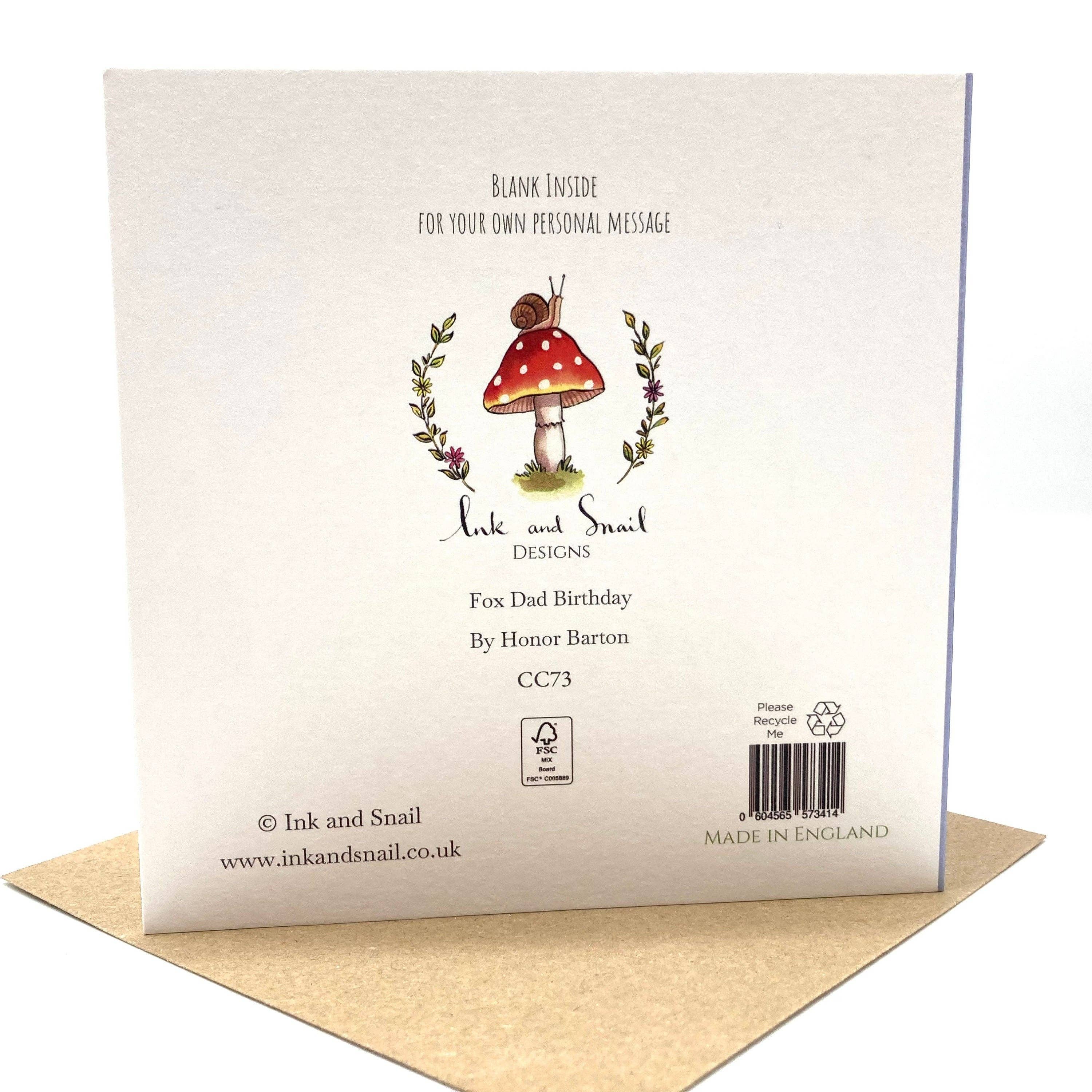 Ink and Snail Limited – Großhandel Geburtstagskarten – Geburtstagskarte — Fox Dad Birthday1