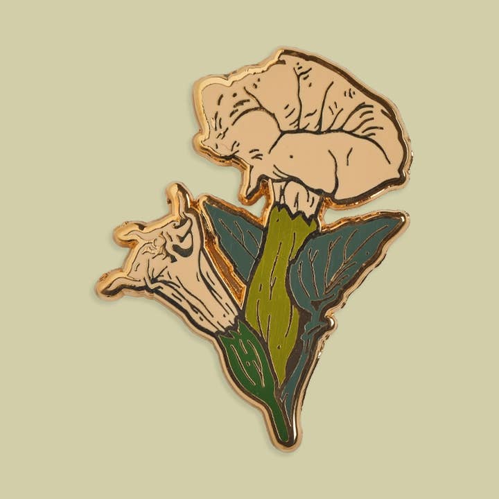 Enamel Pin: Datura 1.25" for wholesale by Mustard Beetle